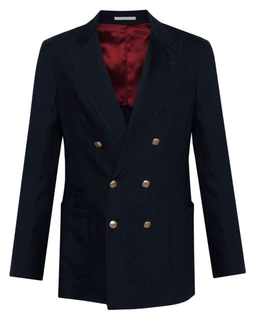 Brunello Cucinelli double-breasted linen-blend blazer