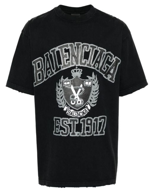 Balenciaga logo-print distressed T-shirt