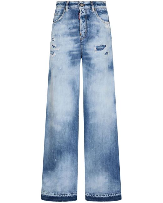 Dsquared2 distressed wide-leg jeans