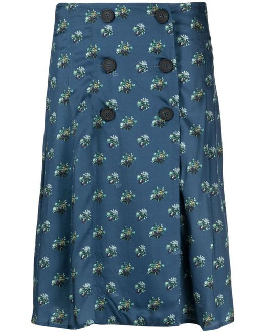 Maison Kitsuné floral-print wrap skirt