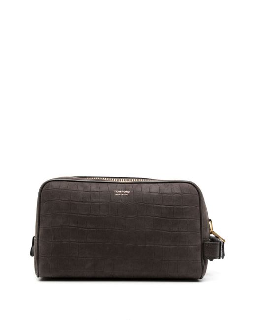 Tom Ford crocodile-effect suede toiletry case
