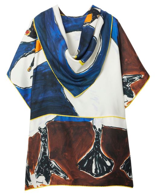 Burberry swan-print hooded blouse
