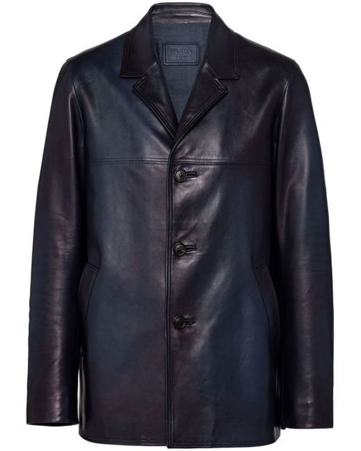 Prada button-front leather jacket