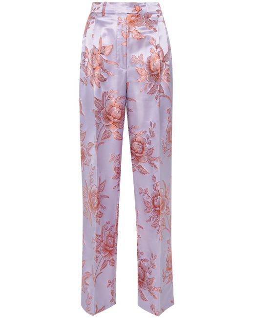 Etro floral-jacquard satin trousers