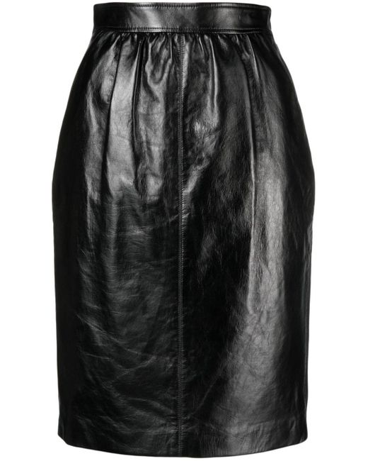 Saint Laurent high-waist leather pencil skirt