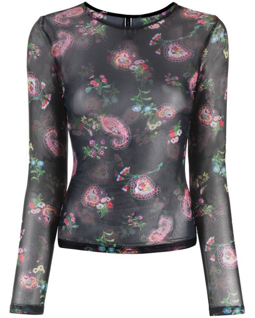 Cynthia Rowley floral-print long-sleeve top