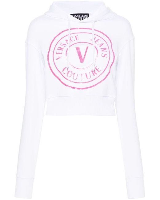 Versace Jeans Couture logo-print cropped hoodie