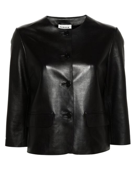 P.A.R.O.S.H. cropped button-up leather jacket