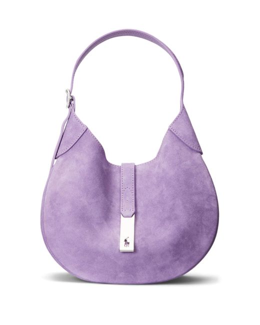 Polo Ralph Lauren small logo-charm suede shoulder bag