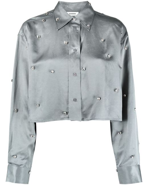 Sandro crystal-embellished cropped shirt
