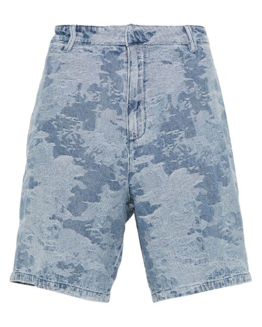 Emporio Armani patterned-jacquard denim shorts