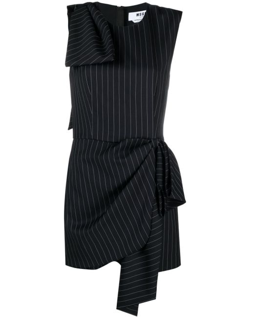 Msgm bow-detailed pinstriped-pattern dress