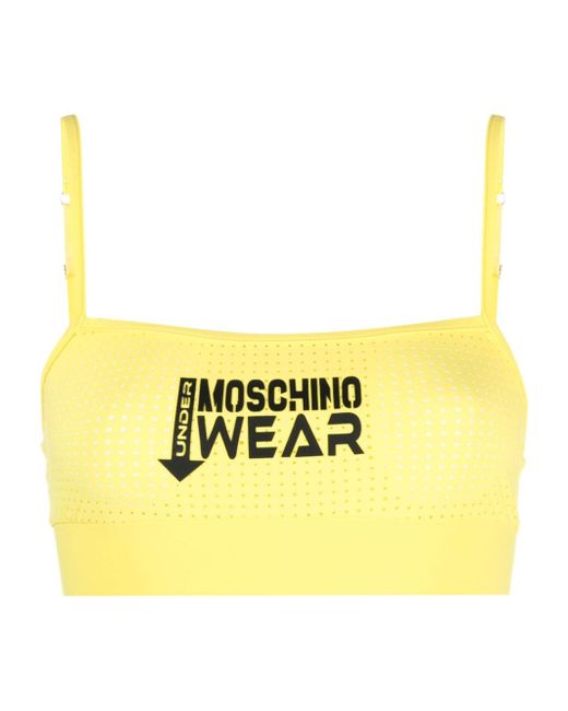 Moschino logo-appliqué elasticated mesh bra