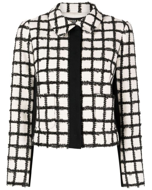 Paule Ka grid-pattern single-breasted blazer