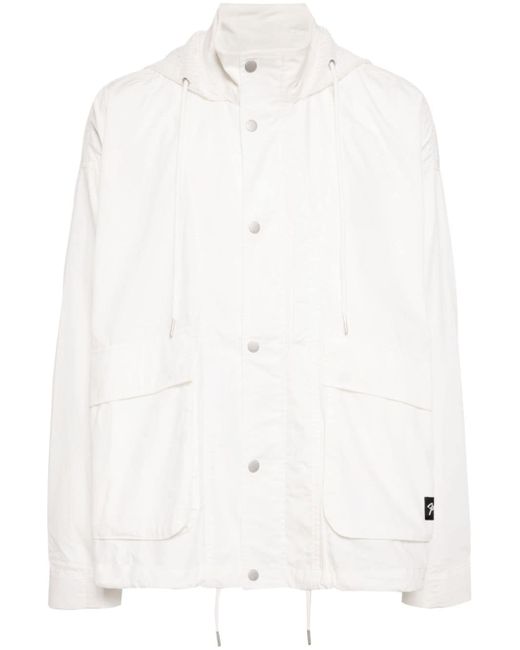 Five Cm drawstring-hood coated-finish jacket