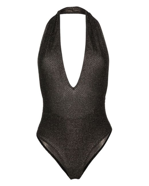 Palm Angels lurex V-neck swimsuit