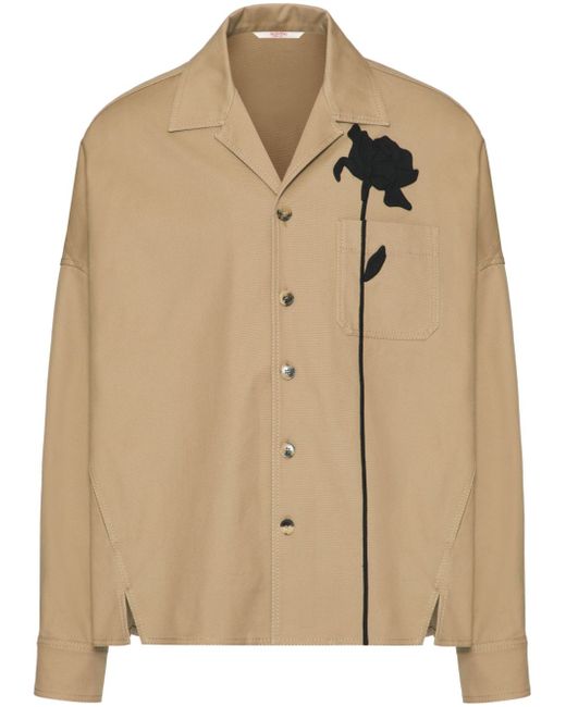 Valentino Garavani flower-appliqué canvas shirt jacket