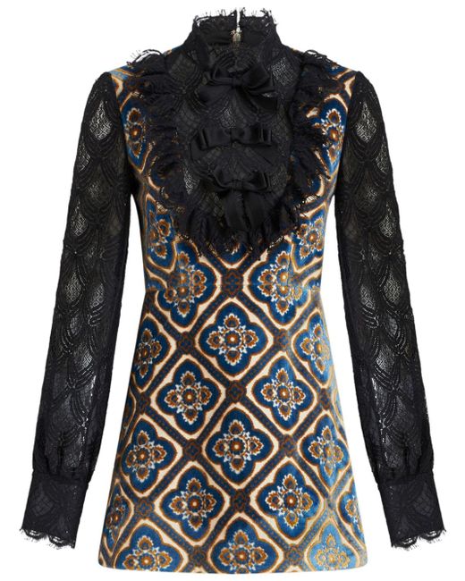 Etro lace-detailing jacquard dress