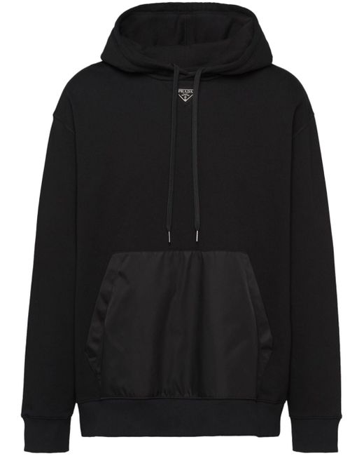 Prada enamel triangle-logo cotton hoodie