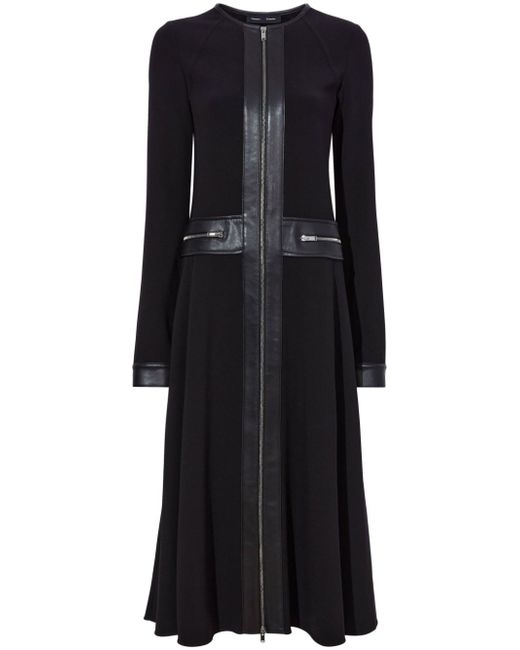 Proenza Schouler faux-leather trim long-sleeved midi dress