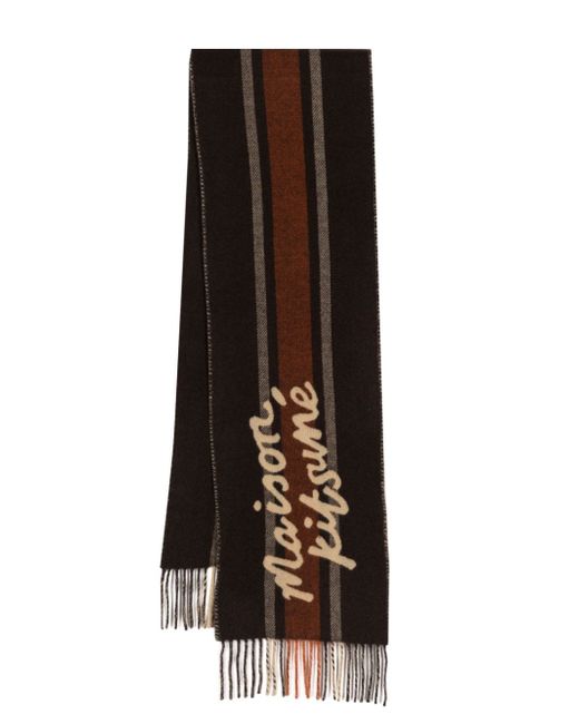 Maison Kitsuné logo-intarsia colour-block scarf