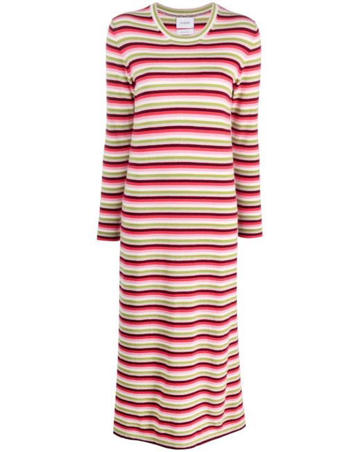Barrie striped round-neck midi dress