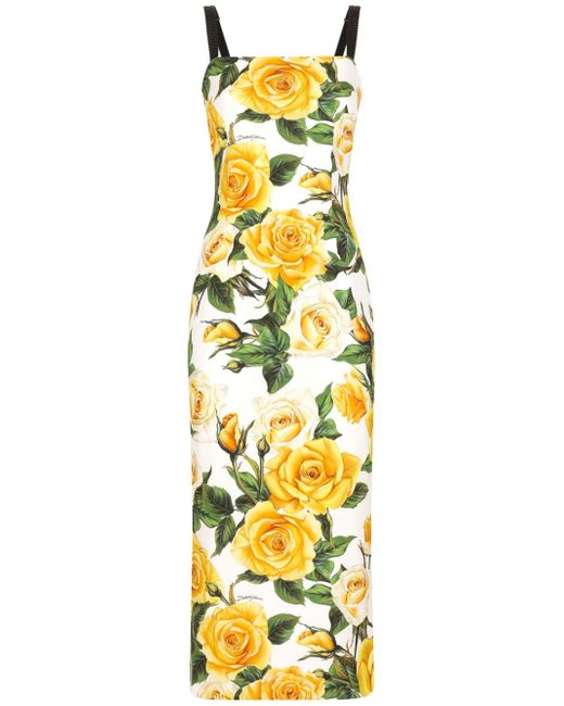 Dolce & Gabbana rose-print silk-blend midi dress