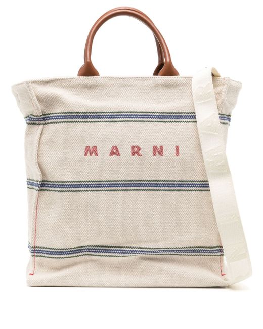 Marni logo-print canvas tote bag