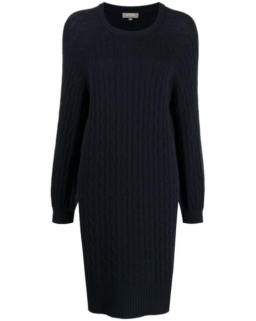 N.Peal cable-knit round-neck dress