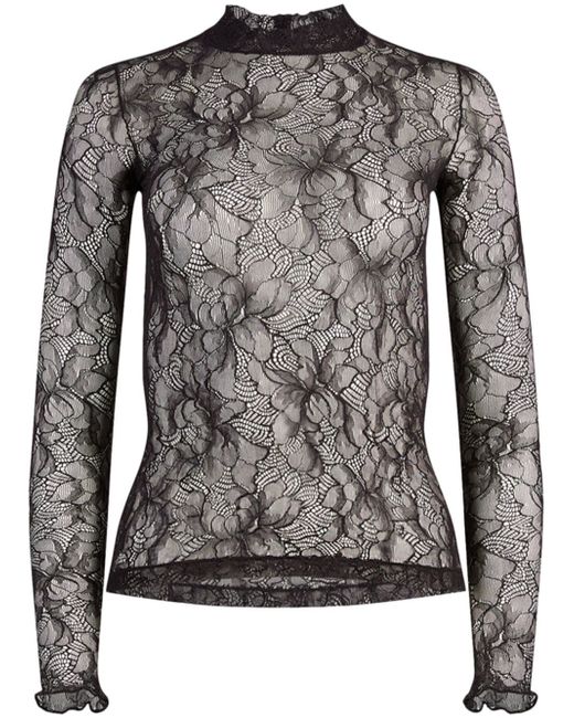 Nina Ricci floral-lace mock-neck blouse