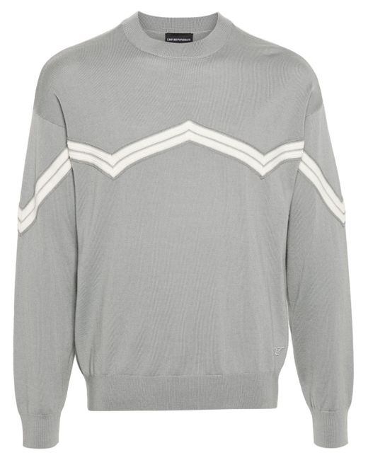 Emporio Armani stripe-detail wool jumper
