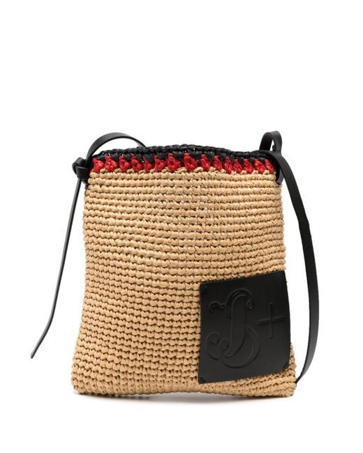 Jil Sander crochet raffia messenger bag