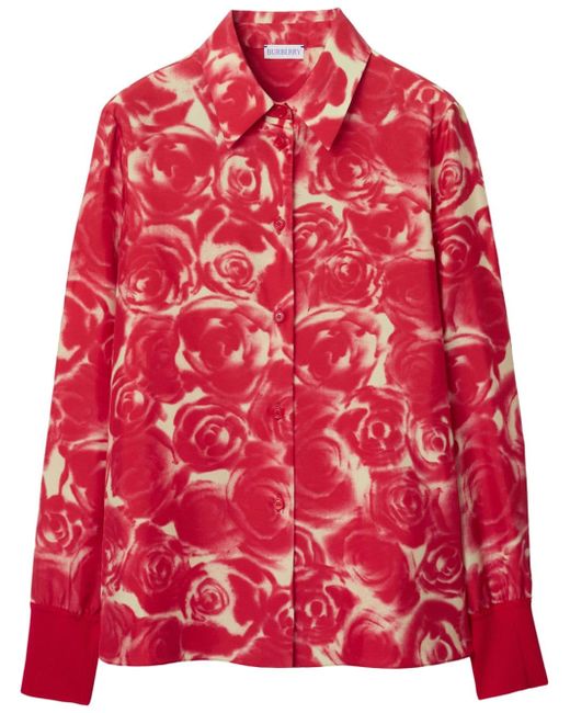 Burberry rose-print silk shirt