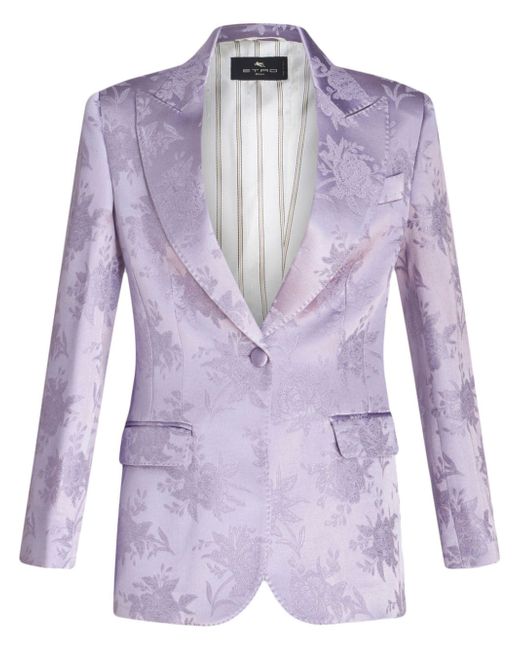 Etro floral-jacquard single-breasted blazer