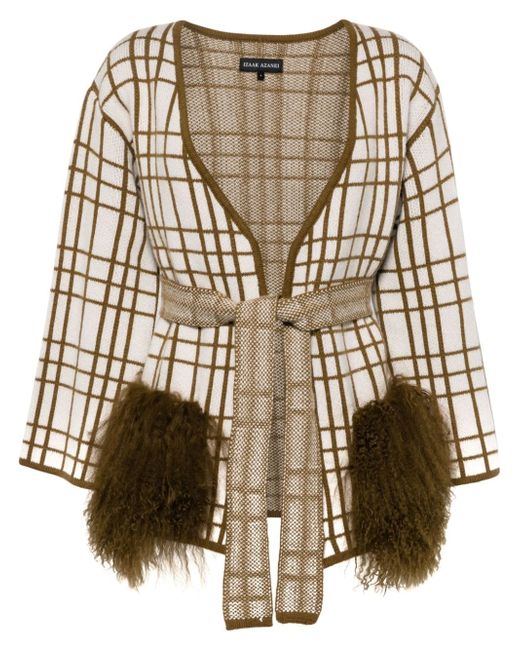 Izaak Azanei check-pattern wool cardigan