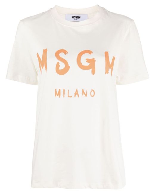 Msgm crew neck logo-print T-shirt