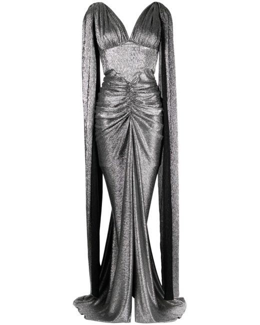 Rhea Costa Sari metallic crepe dress