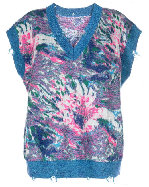 Jnby floral-jacquard mohair-blend vest