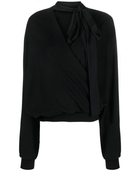 Blumarine attached-scarf wrap blouse