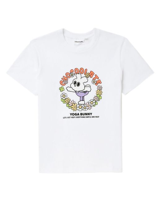 Chocoolate Yoga Bunny graphic-print cotton T-shirt