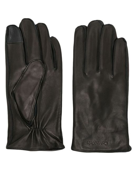 Calvin Klein logo-debossed leather gloves
