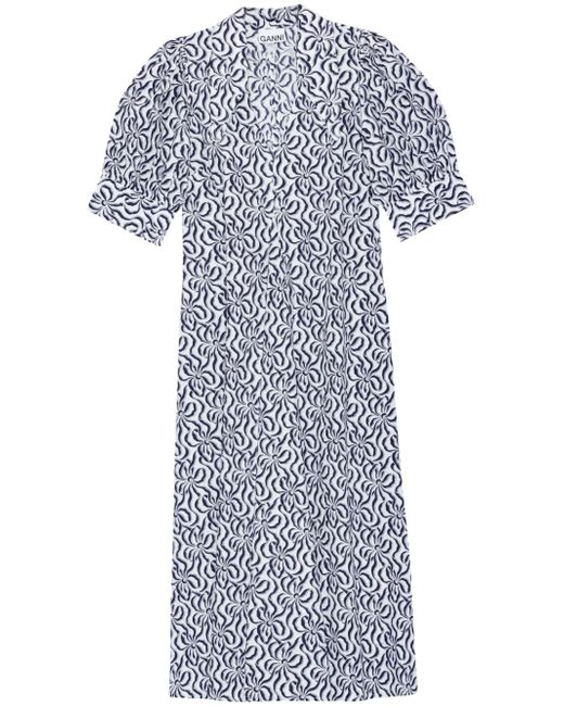 Ganni graphic-print organic-cotton midi dress