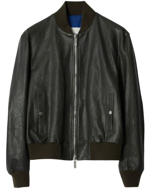 Burberry zipped leather bomber jacket