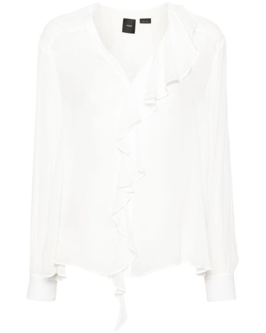Pinko ruffle-trim georgette blouse