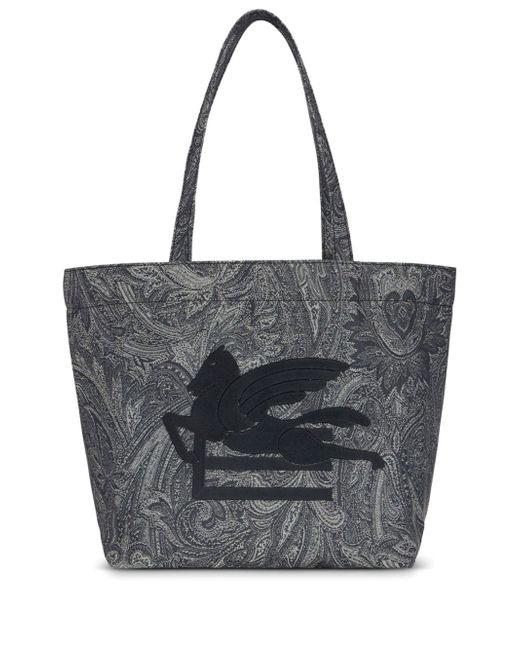 Etro large Pegaso-motif paisley-jacquard tote bag