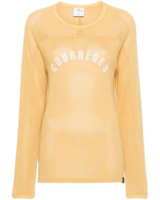 Courrèges logo-print perforated T-shirt