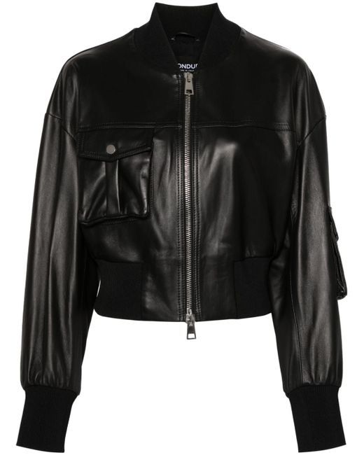 Dondup leather cropped bomber jacket