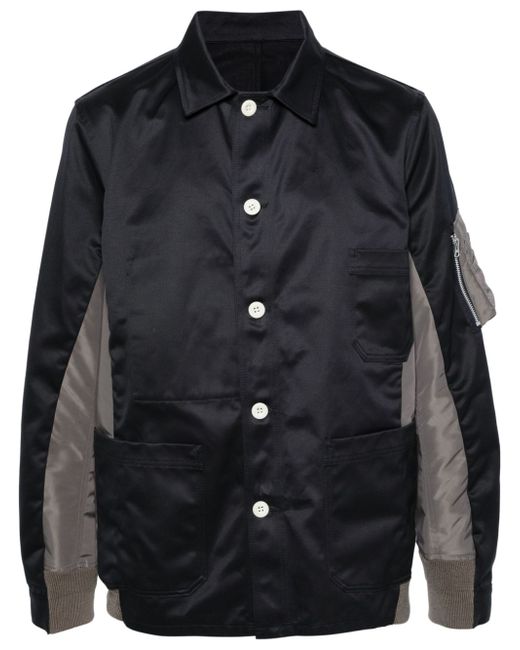 Sacai spread-collar panelled shirt jacket