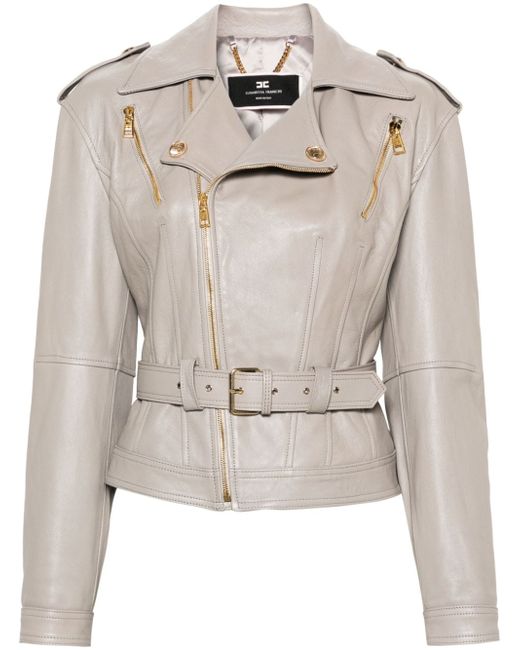 Elisabetta Franchi belted leather biker jacket