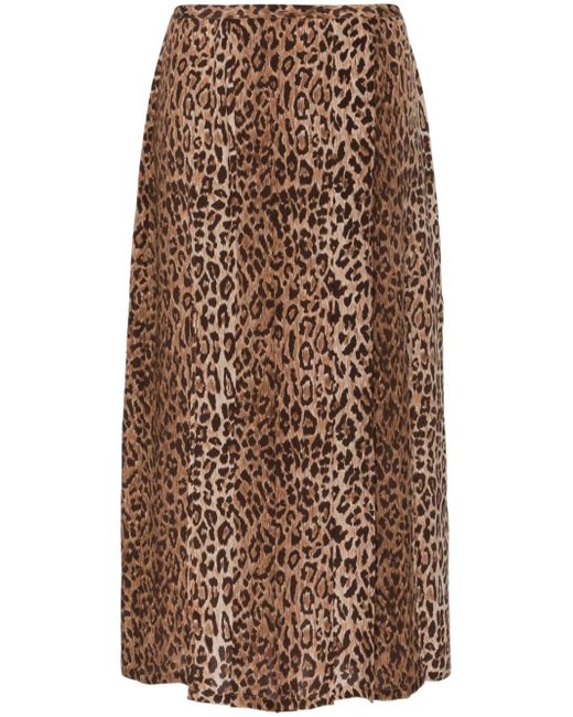 rixo leopard-print pleated midi skirt